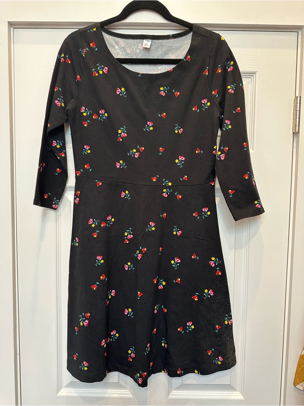 Old Navy Black Dress with Floral Motif
